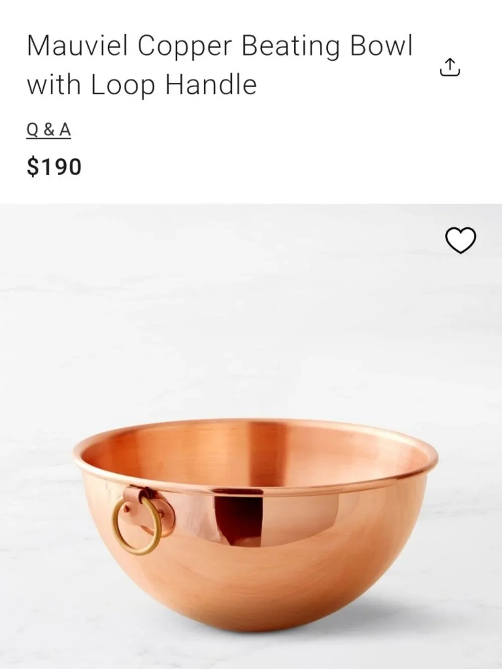 Mauviel Copper France beating bowl Williams Sonona 10